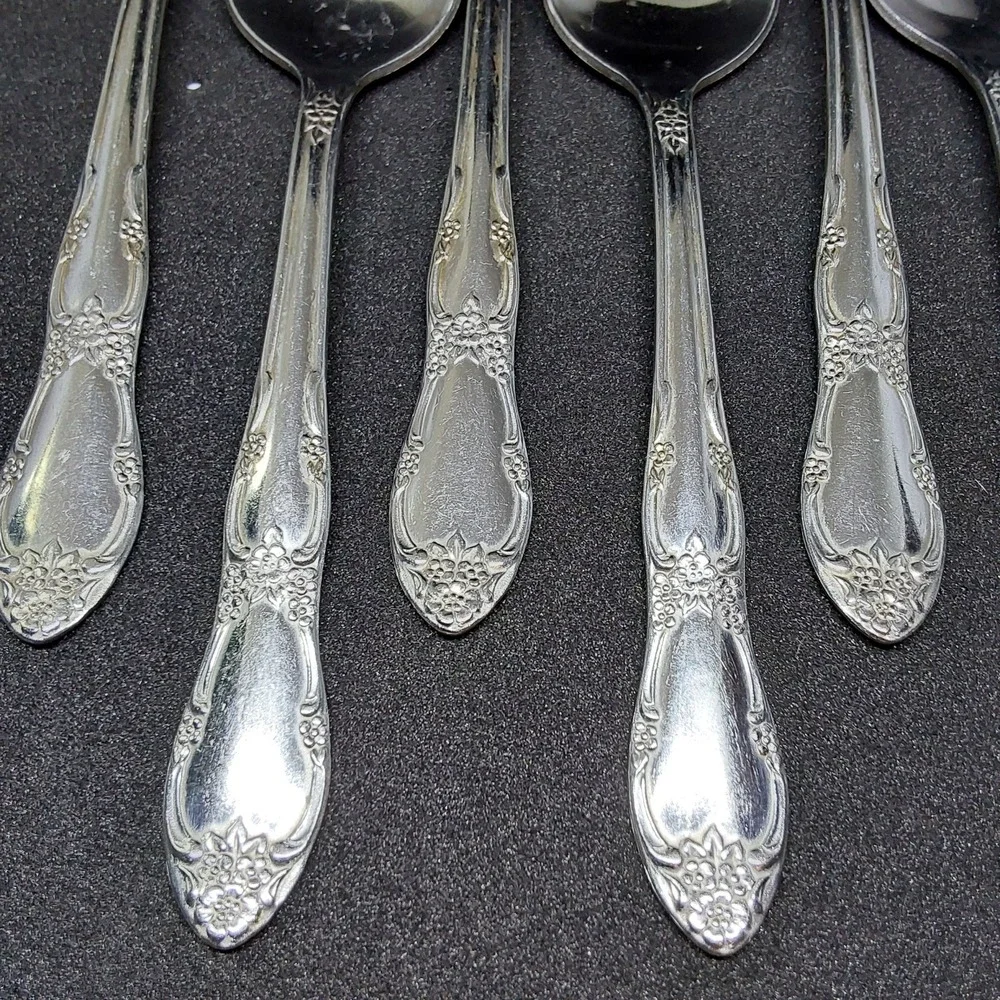 Wm A Rogers‎ Oneida Fenway Daydream Stainless Flatware Lot of 7 Teaspoons